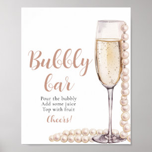 Gold Pearls and Prosecco Champagne Bubbly Bar Sign