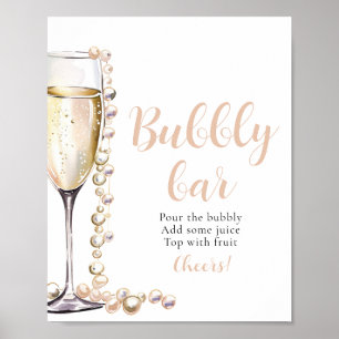 Gold Pearls and Prosecco Champagne Bubbly Bar Sign