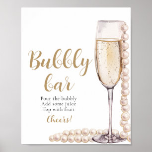 Gold Pearls and Prosecco Champagne Bubbly Bar Sign