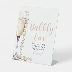 Gold Pearls and Prosecco Champagne Bubbly Bar Sign