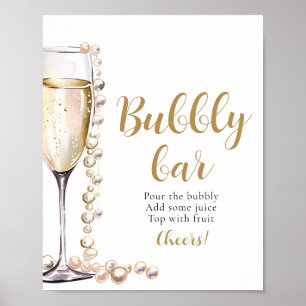 Gold Pearls and Prosecco Champagne Bubbly Bar Sign