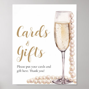 Gold Pearls and Prosecco Champagne Cards And Gifts Poster