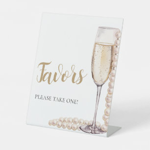 Gold Pearls and Prosecco Champagne Favours Sign