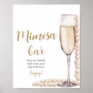 Gold Pearls and Prosecco Champagne Mimosa Bar Sign