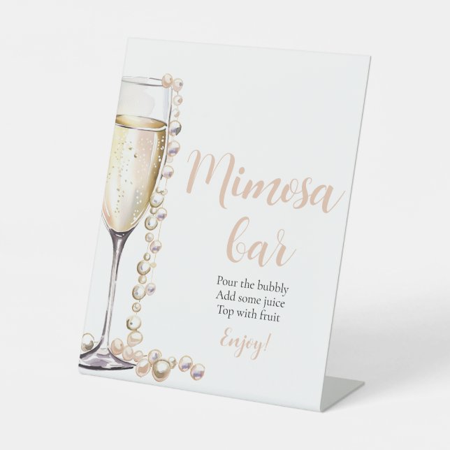 Gold Pearls and Prosecco Champagne Mimosa Bar Sign (Front)