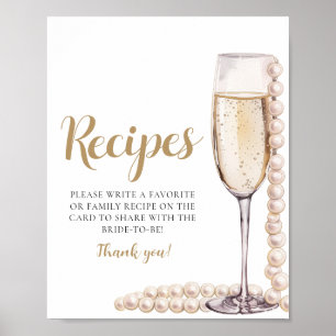 Gold Pearls and Prosecco Champagne Recipes Sign