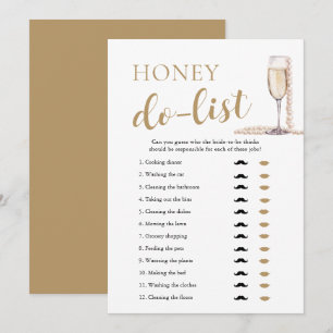 Gold Pearls and Prosecco Honey Do List Bridal Game Invitation