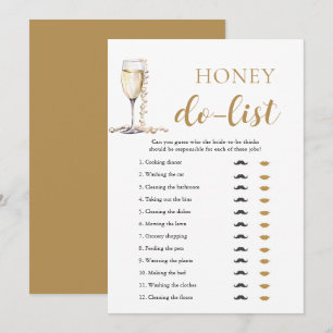 Gold Pearls and Prosecco Honey Do List Bridal Game Invitation