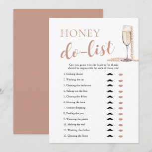 Gold Pearls and Prosecco Honey Do List Bridal Game Invitation