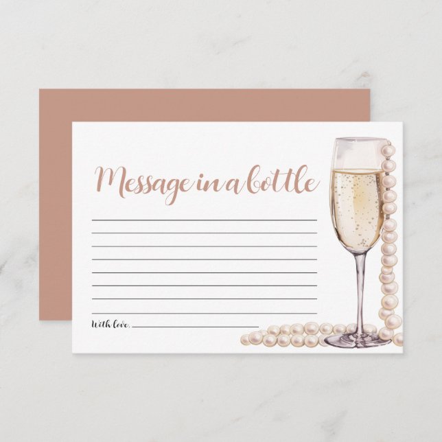 Gold Pearls and Prosecco Message In A Bottle Game Enclosure Card (Front/Back)
