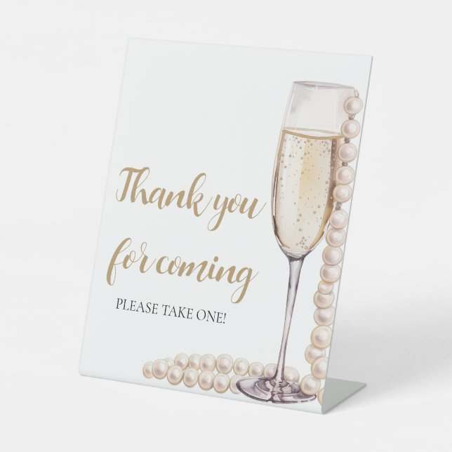 Gold Pearls and Prosecco Thank you for coming Sign (Front)