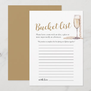 Gold Pearls and Prosecco Wedding Bucket List Game Invitation