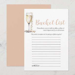 Gold Pearls and Prosecco Wedding Bucket List Game Invitation