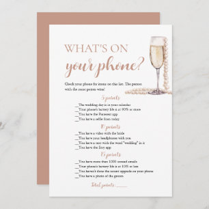 Gold Pearls and Prosecco What's On Your Phone Game Invitation