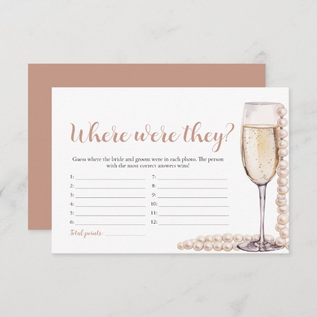 Gold Pearls and Prosecco Where Were They Game Invitation (Front/Back)
