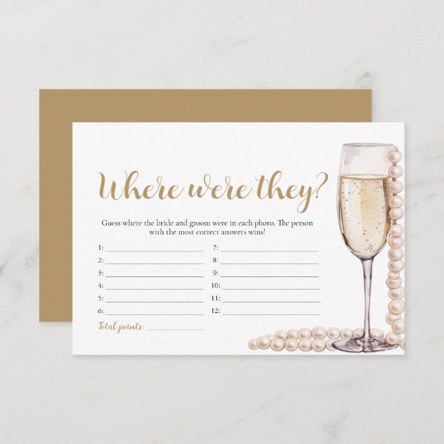 Gold Pearls and Prosecco Where Were They Game Invitation (Front/Back)