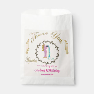 Gold & Pearls Aquarius 1st Birthday Thank You Favour Bags