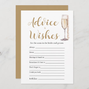 Gold Pearls & Prosecco Advice and Wishes Game Card