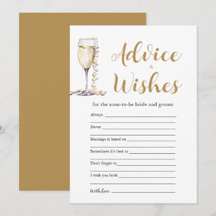 Gold Pearls & Prosecco Advice and Wishes Game Card