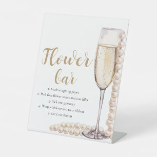 Gold Pearls & Prosecco Champagne Flower Bar Sign