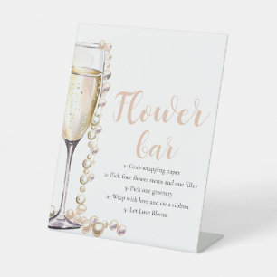 Gold Pearls & Prosecco Champagne Flower Bar Sign