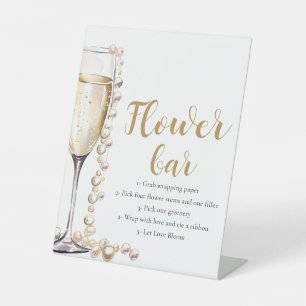 Gold Pearls & Prosecco Champagne Flower Bar Sign