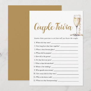 Gold Pearls & Prosecco Couple Trivia Bridal Game Invitation