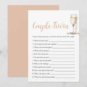Gold Pearls & Prosecco Couple Trivia Bridal Game  Invitation