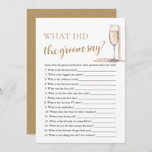 Gold Pearls & Prosecco What Did The Groom Say Game Invitation