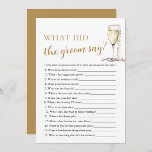 Gold Pearls & Prosecco What Did The Groom Say Game Invitation