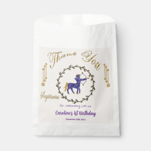 Gold & Pearls Sagittarius 1st Birthday Thank You Favour Bags