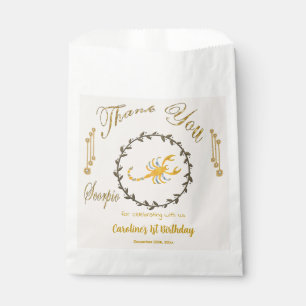 Gold & Pearls Scorpio 1st Birthday Thank You Favour Bags