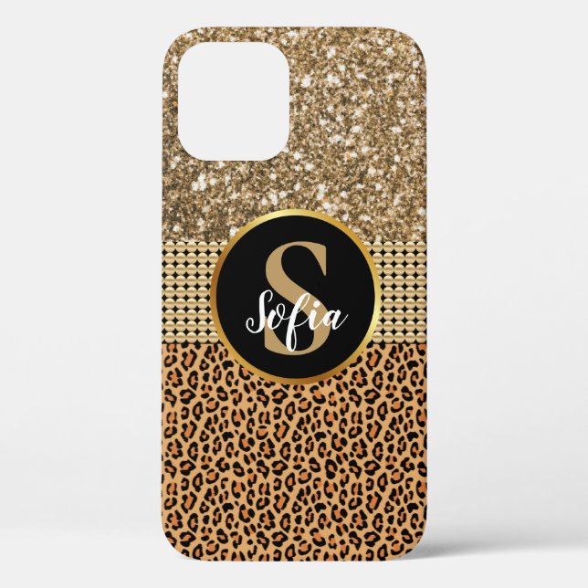 Gold Pearls With Monogram  Luxury Leopard Spots Case-Mate iPhone Case (Back)