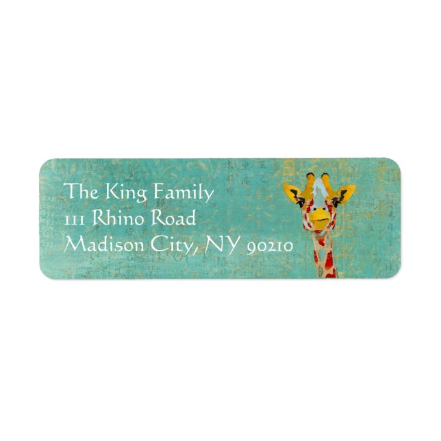 Gold Peeking Giraffe Address Label (Front)
