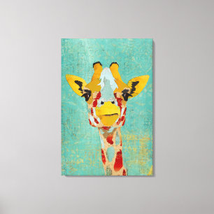 Gold Peeking Giraffe Art Canvas Print