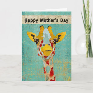 Gold Peeking Giraffe  Mother's Day Card