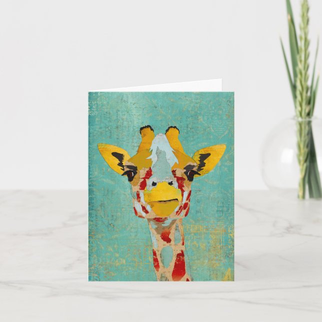 Gold Peeking Giraffes  Notecard (Front)
