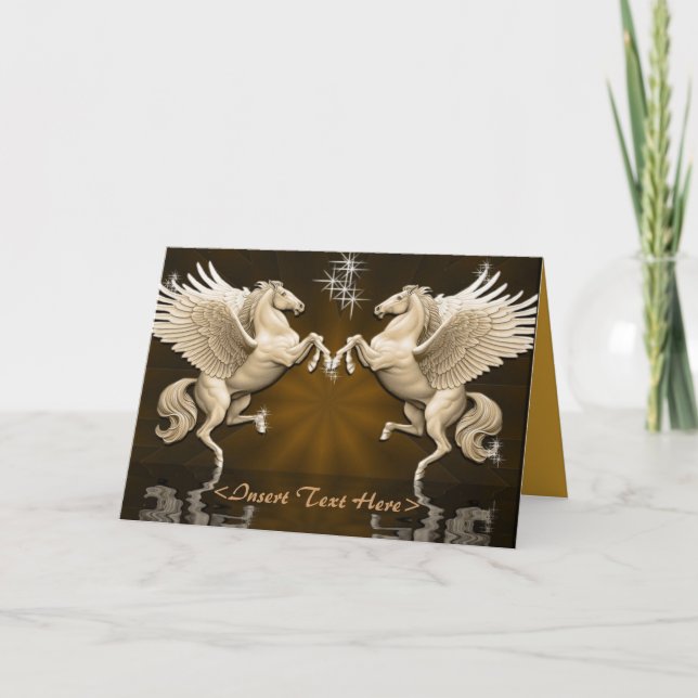 Gold Pegasus Reflections Greeting Card (Front)