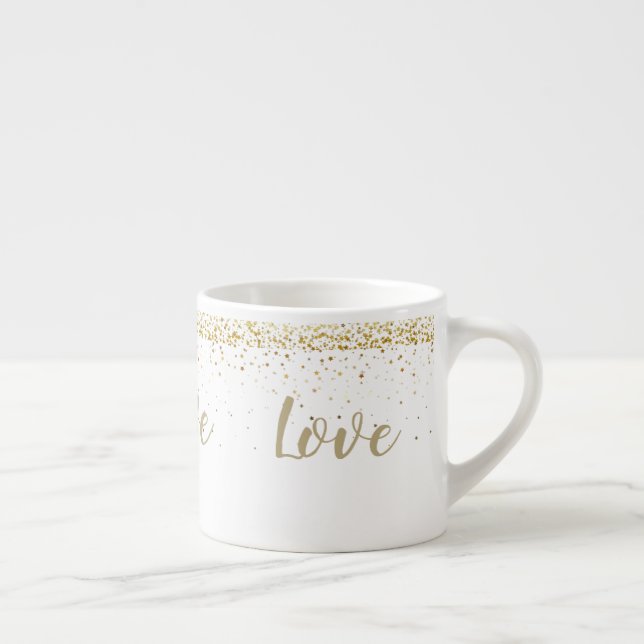 Gold Peitite Stars Love Espresso Mug (Right)