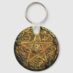 Gold Pentacle Key Ring
