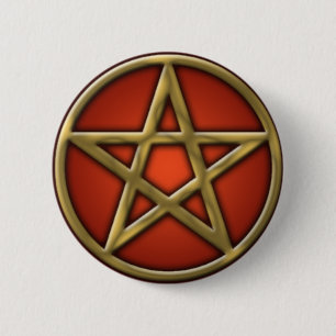 Gold Pentacle on Fire 6 Cm Round Badge