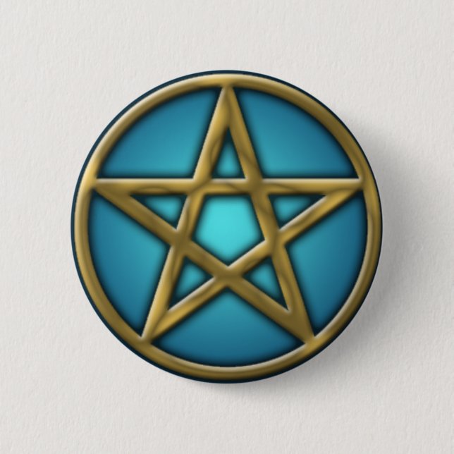 Gold Pentacle on Water 6 Cm Round Badge (Front)