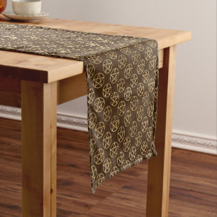 Gold Pentacles On Brown Short Table Runner