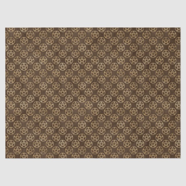 Gold Pentacles On Brown Tissue Paper (Front)