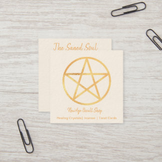 Gold Pentagram Square Business Card