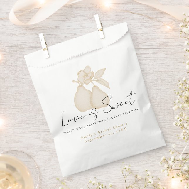 Gold Perfect Pear Bridal Shower | Love is Sweet Favour Bags (Clipped)
