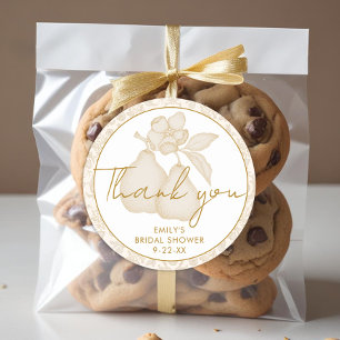 Gold Perfect Pear Bridal Shower Thank You Favor Classic Round Sticker