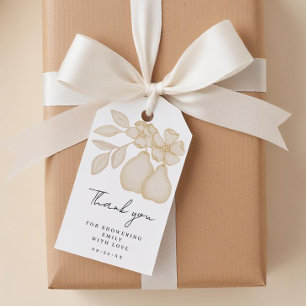 Gold Perfect Pear Bridal Shower Thank You Favour Gift Tags