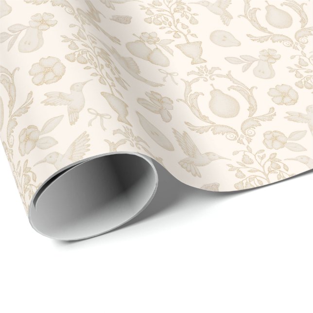 Gold Perfect Pear French Country Bridal Shower Wrapping Paper (Roll Corner)