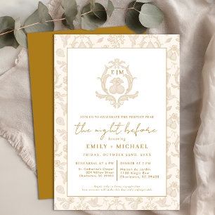 Gold Perfect Pear Night Before Rehearsal Dinner Invitation